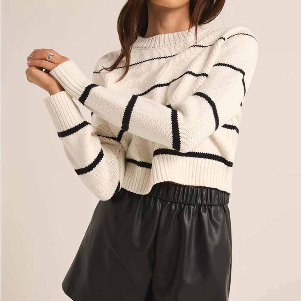 Z SUPPLY MILAN STRIPED SWEATER IN NATURAL S Like new! - Picture 3 of 5